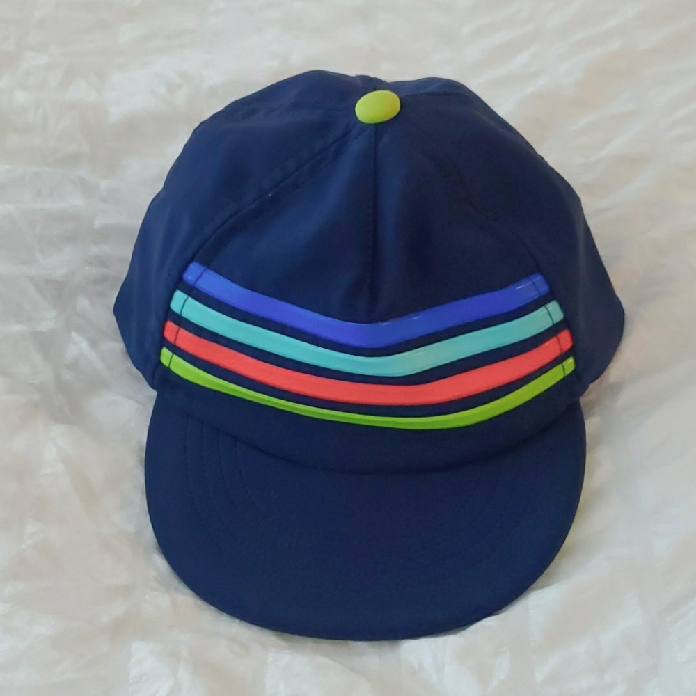 Gymboree Blue Hat with Striped Rainbow Front